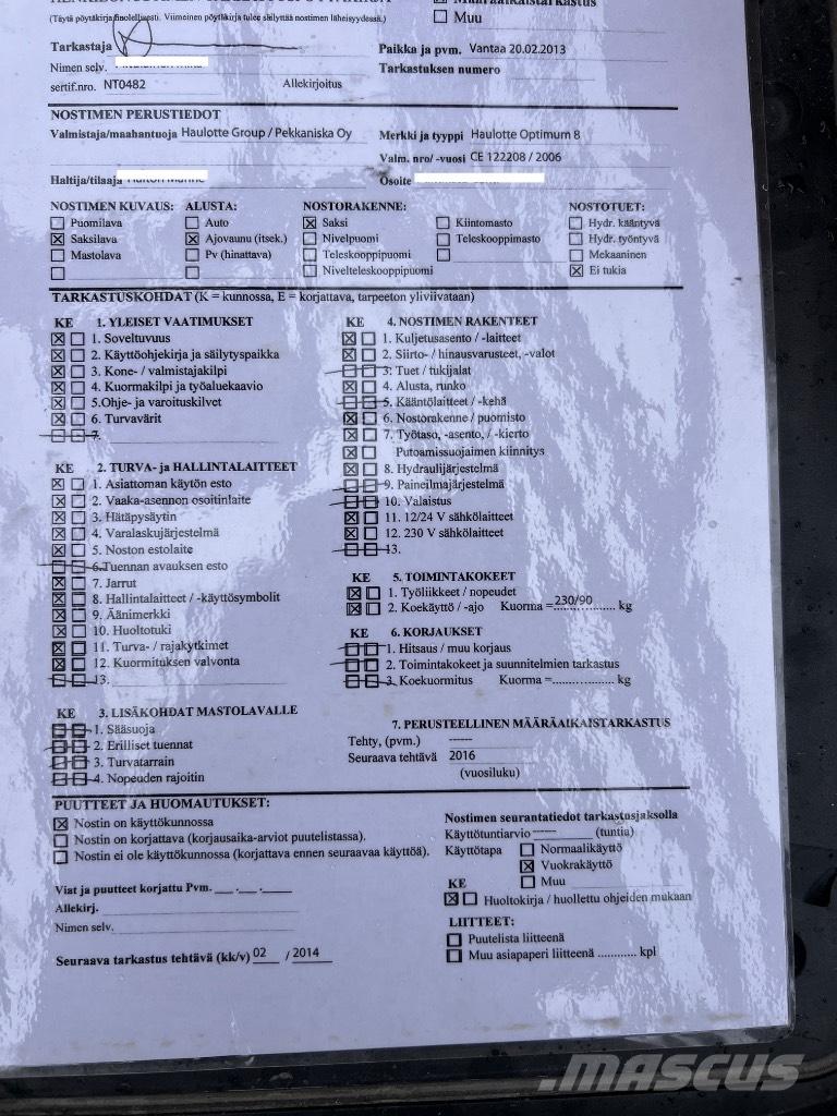 Haulotte Optimum  8 Scheren-Arbeitsbühnen