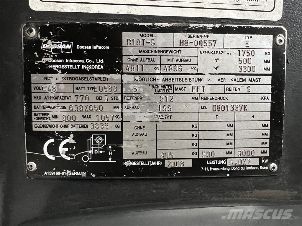 Doosan B18T-5 Elektro Stapler