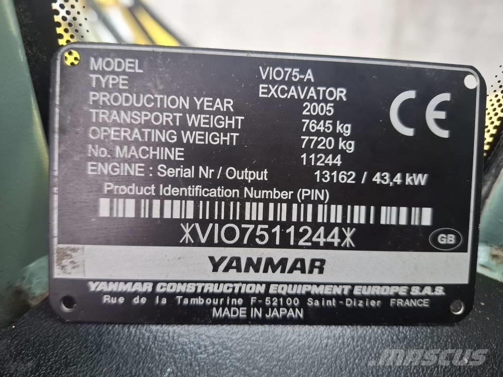 Yanmar Vio 75 A Midibagger  7t - 12t