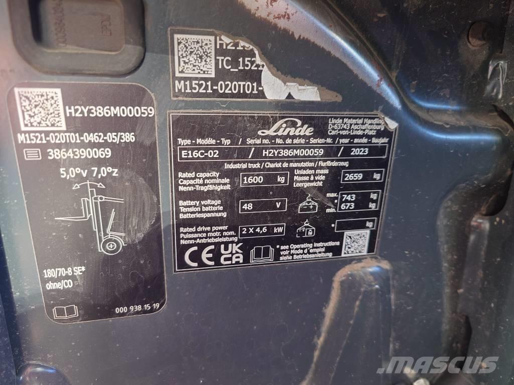 Linde E16C/386-02 Elektro Stapler