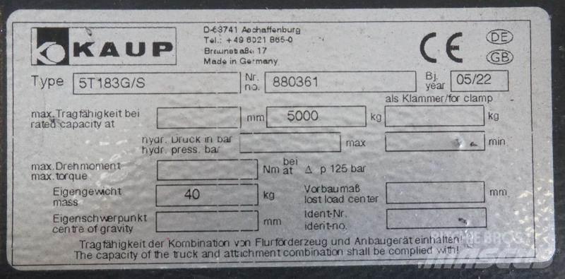 Kaup 5T183G/S Andere Ausstattung und Zubehör