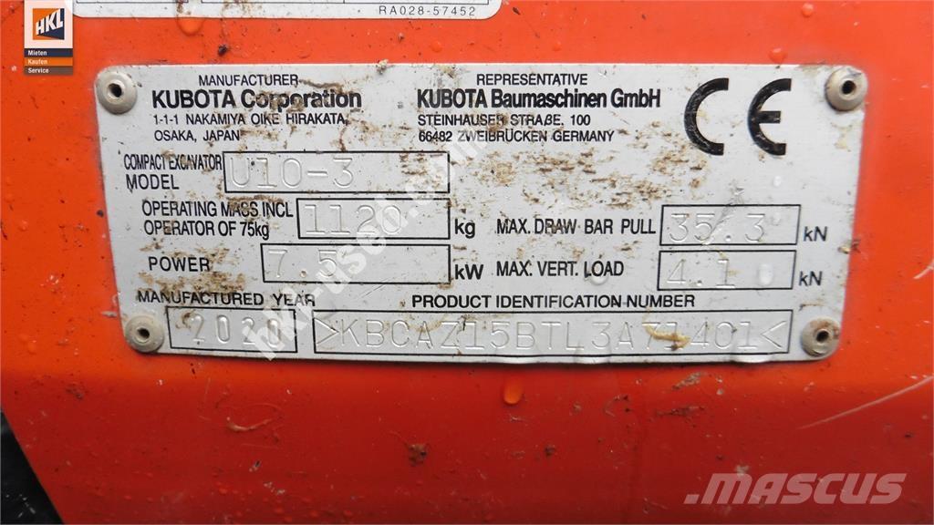 Kubota U 10-3 Minibagger < 7t