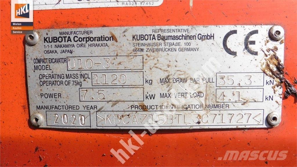 Kubota U 10-3 Minibagger < 7t