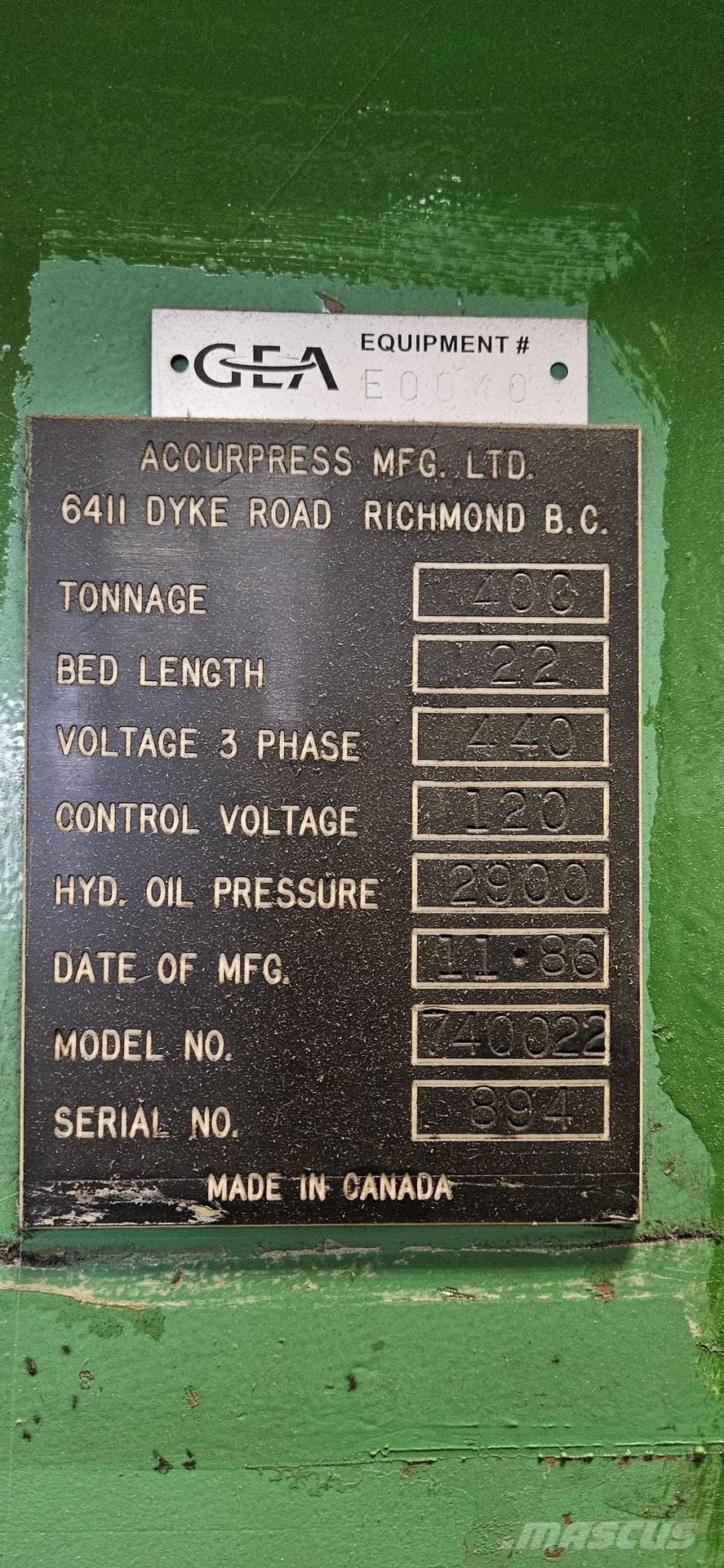  ACCURPRESS 740022 Sonstige Baumaschinen