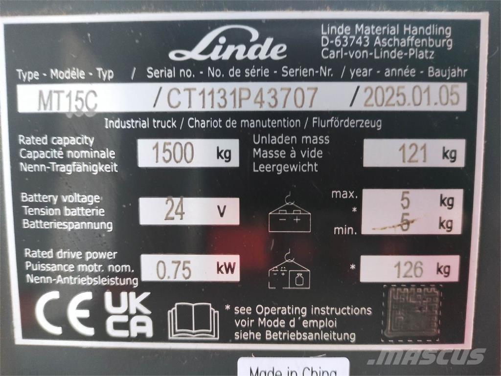 Linde MT15C Niedergabelstapler