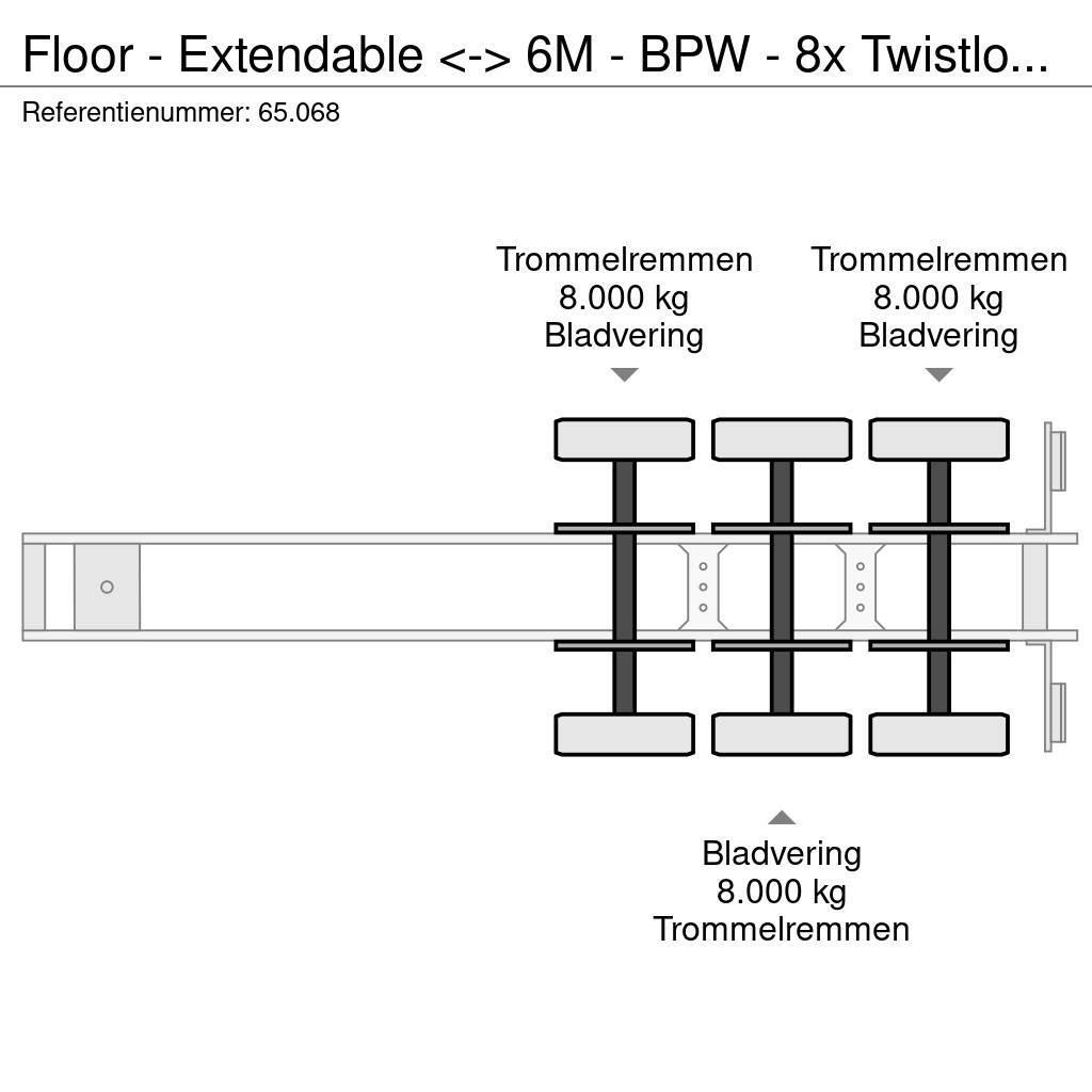 Floor - Extendable <-> 6M - BPW - 8x Twistlock - Spring Tieflader-Auflieger