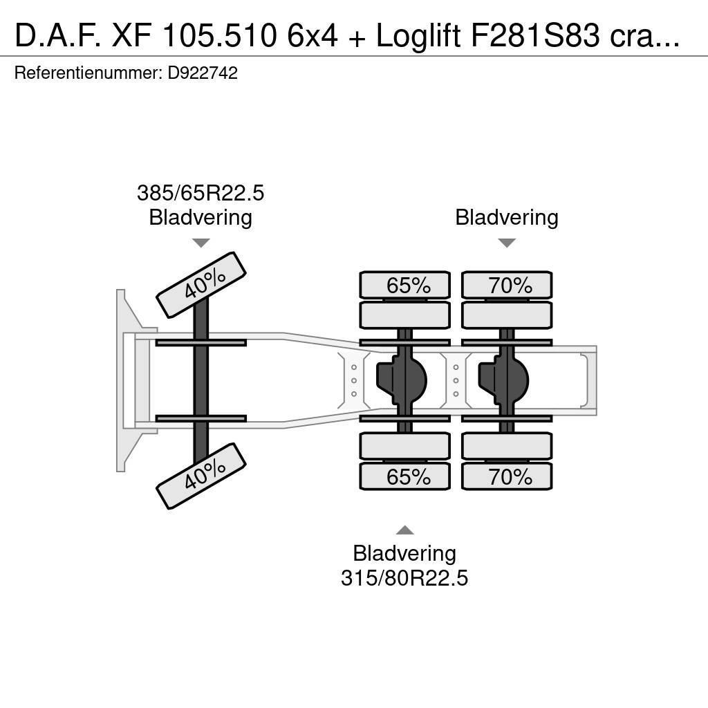 DAF XF 105.510 6x4 + Loglift F281S83 crane / timber tr Sattelzugmaschinen