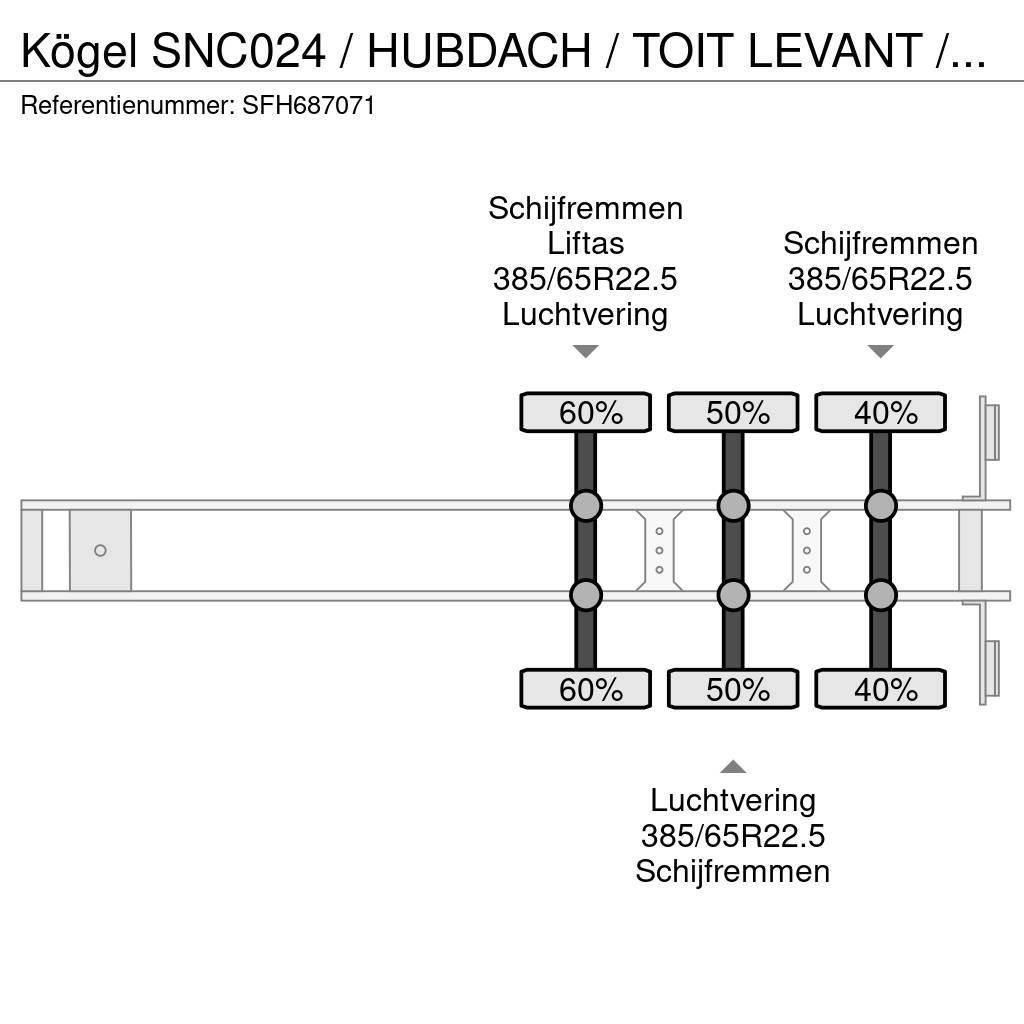 Kögel SNC024 / HUBDACH / TOIT LEVANT / HEFDAK / LIFTAS Curtainsiderauflieger