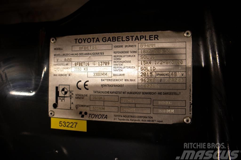 Toyota 8 FB ET 16, smidig 1,6 tons motviktstruck Elektro Stapler