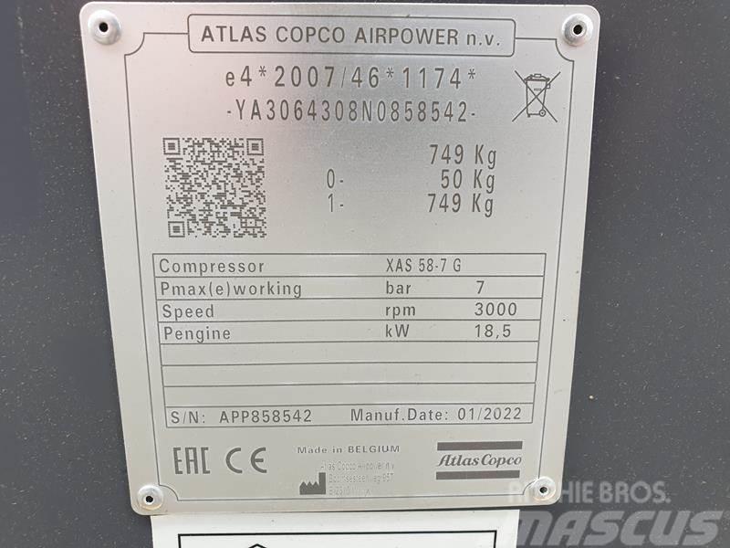 Atlas Copco XAS 58-7 G 6 WHEELS N.B. Kompressoren