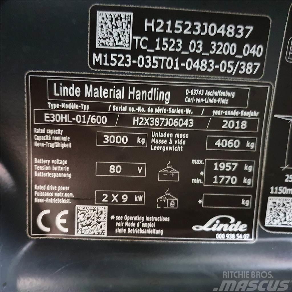 Linde E30/600HL Container Elektro Stapler