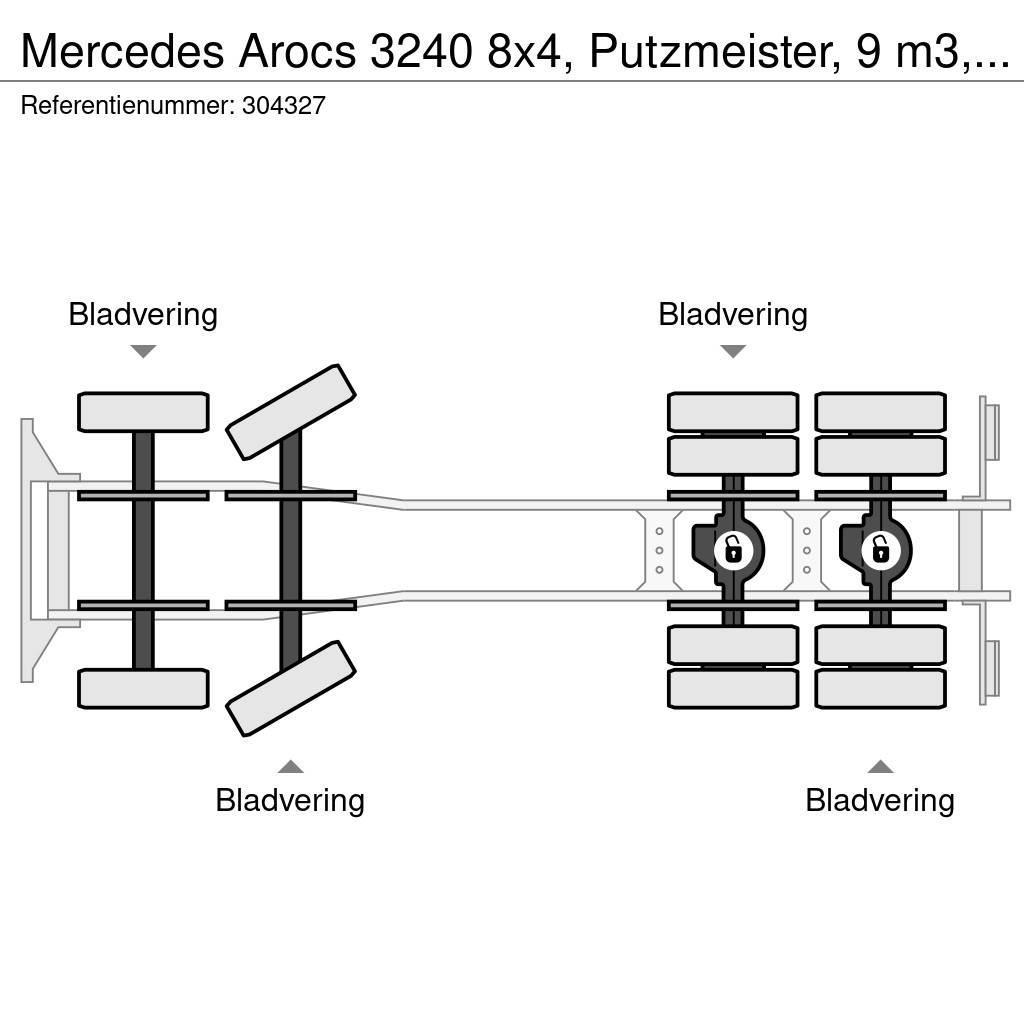 Mercedes-Benz Arocs 3240 8x4, Putzmeister, 9 m3, EURO 6 Beton-Mischfahrzeuge