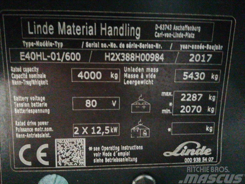 Linde E40HL-01/600 Elektro Stapler