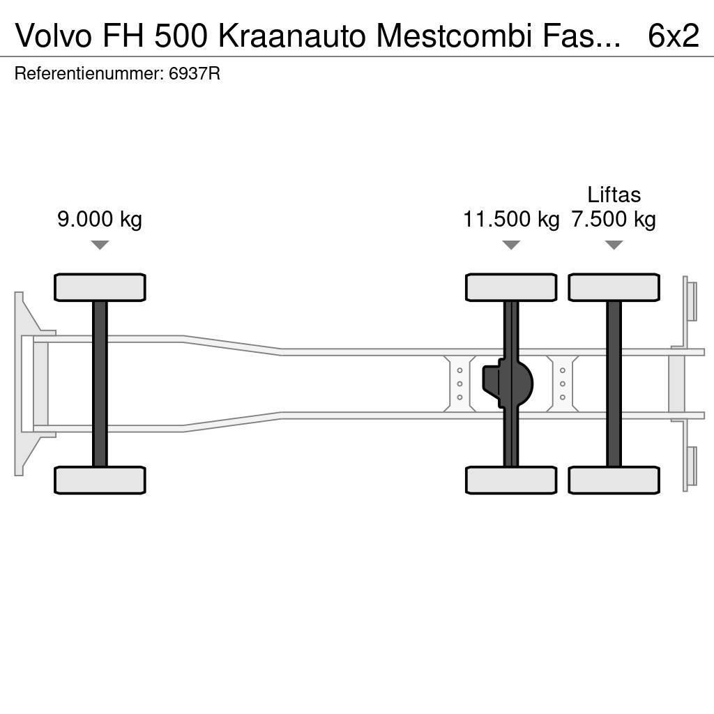 Volvo FH 500 Kraanauto Mestcombi Fassi Crane+Aanhanger 2 Pritschenwagen/Pritschenwagen mit Seitenklappe