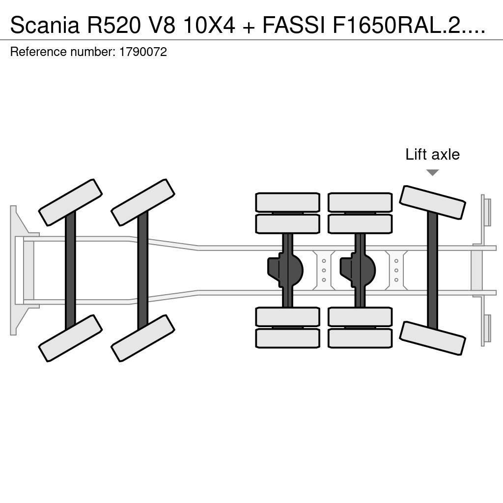 Scania R520 V8 10X4 + FASSI F1650RAL.2.28 + JIB L616L KRA Kranwagen