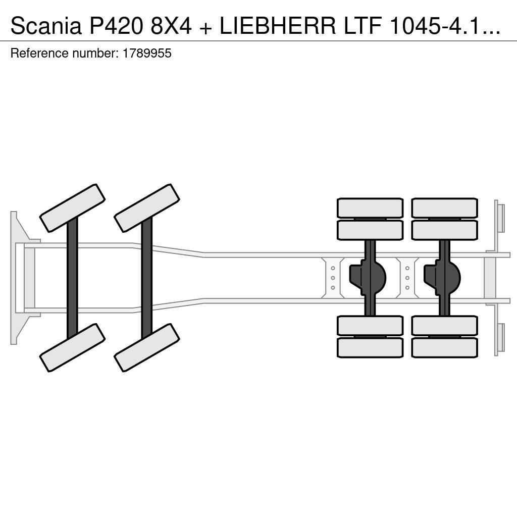 Scania P420 8X4 + LIEBHERR LTF 1045-4.1 KRAAN/KRAN/CRANE/ Kranwagen
