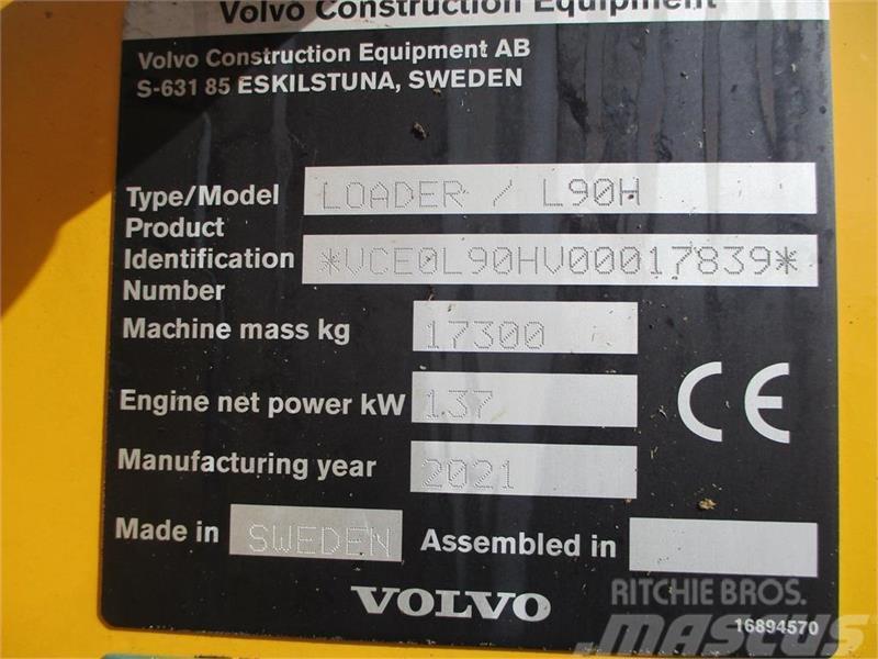 Volvo L 90 H Årg 9.2021, CDC, BSS, DK-Maskine med fuld V Radlader