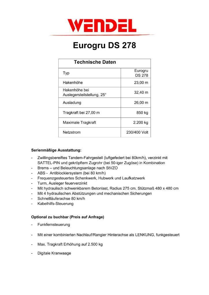 Eurogru DS 278 - Schnellbaukran Selbstaufrichtende Krane