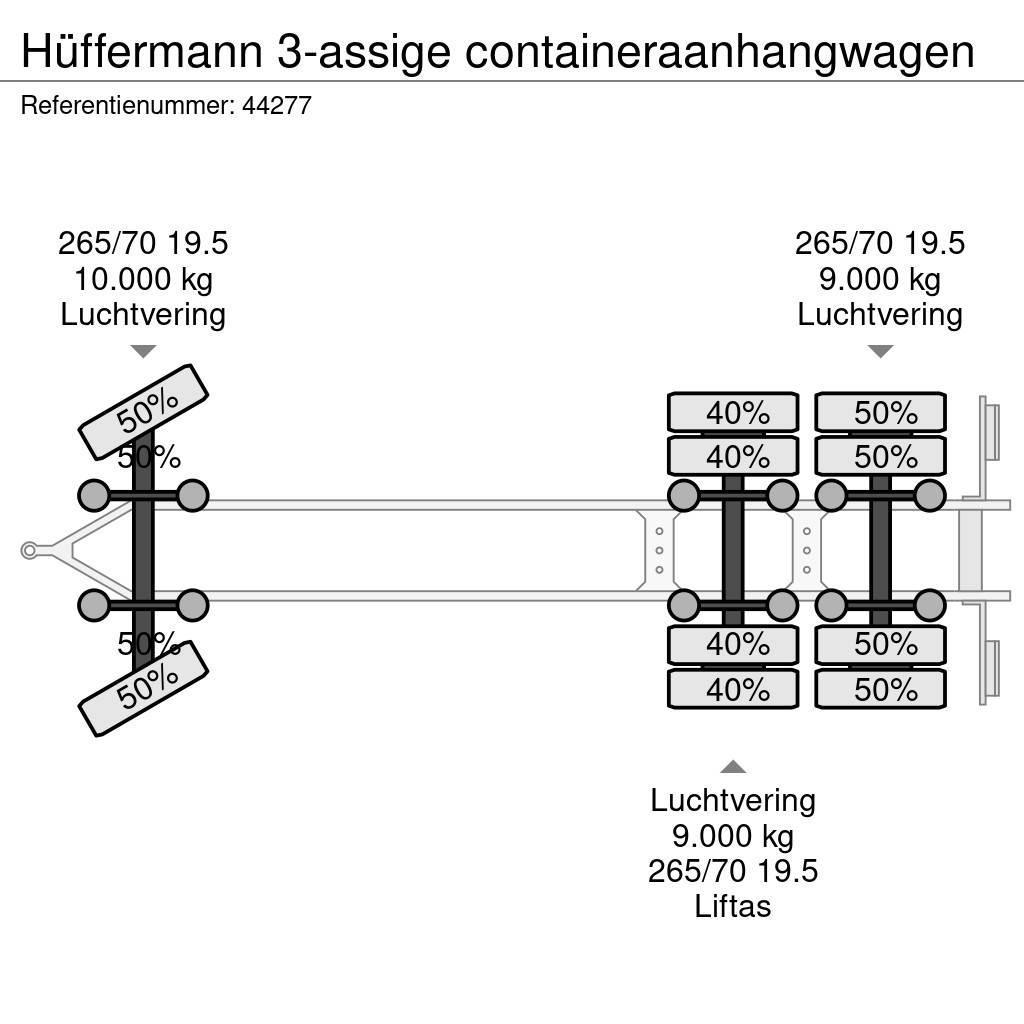 Hüffermann 3-assige containeraanhangwagen Containeranhänger