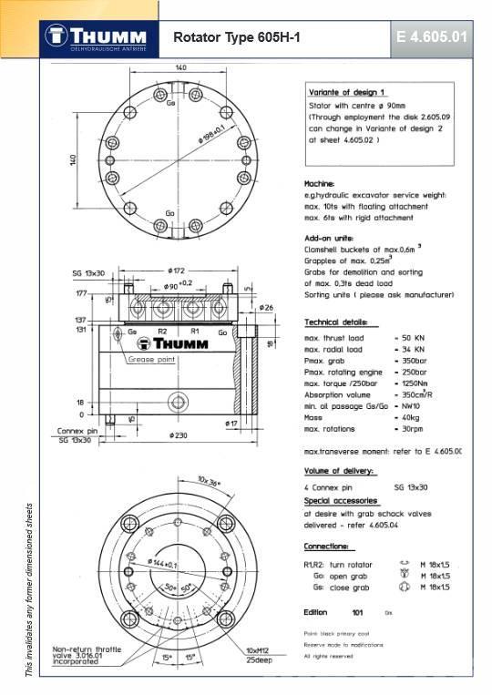Thumm 605 H-1 Hydraulic rotator 5 Ton Rotationsschaufel