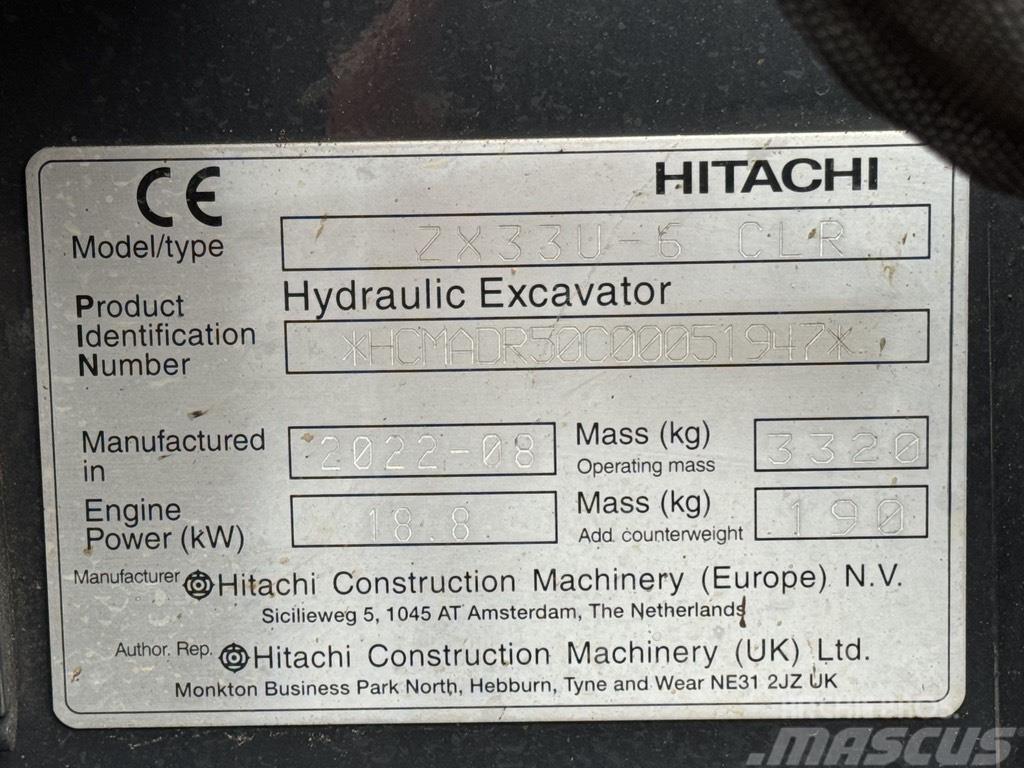Hitachi ZX 33 U-6 Minibagger < 7t