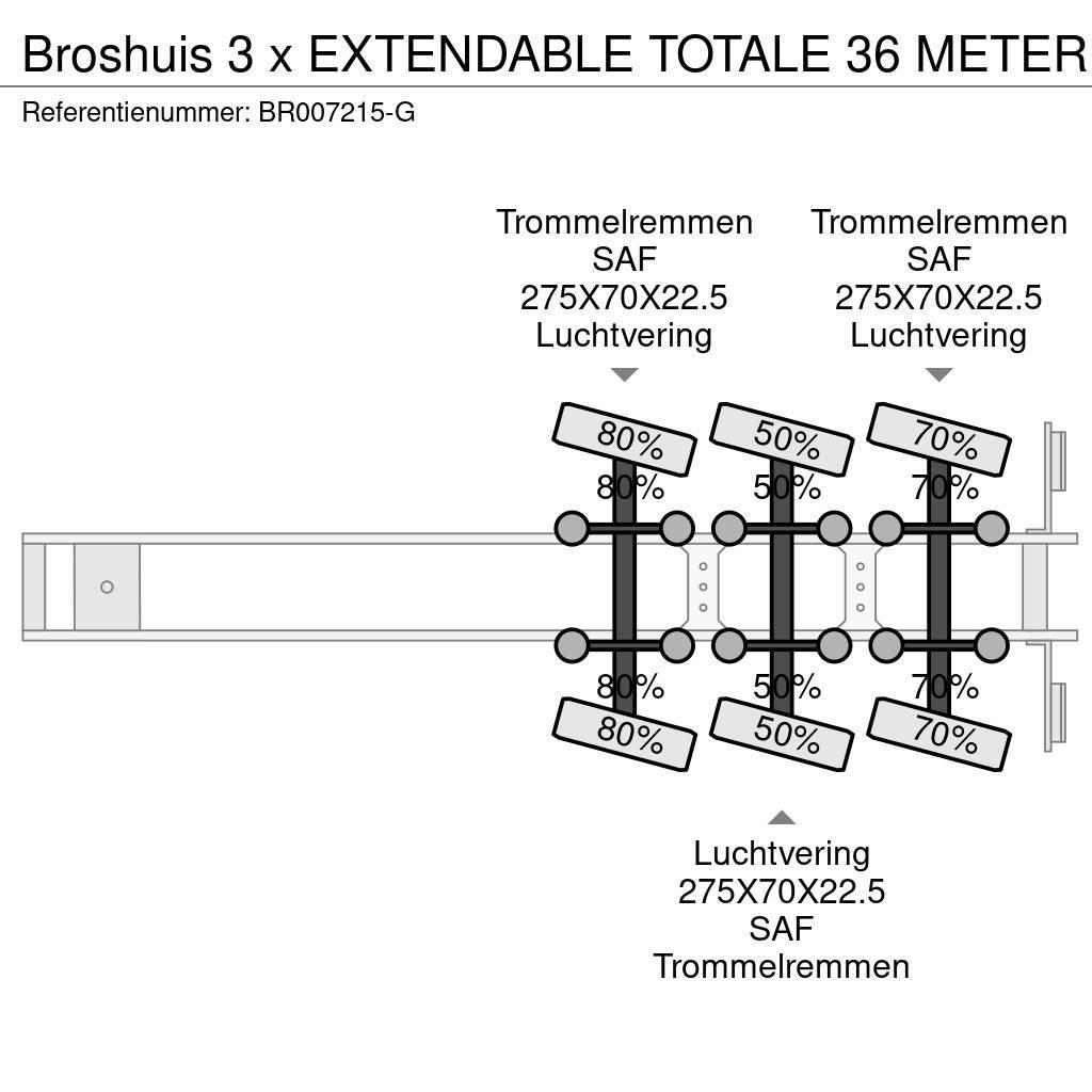 Broshuis 3 x EXTENDABLE TOTALE 36 METER Pritschenauflieger