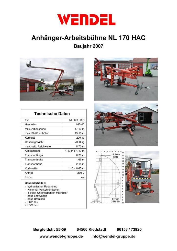 Niftylift NL 170 HAC Anhänger-Arbeitsbühnen