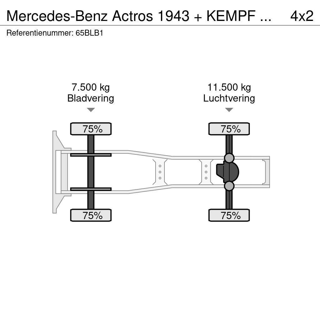 Mercedes-Benz Actros 1943 + KEMPF SKM 35/3 Zeer mooie NL combina Sattelzugmaschinen
