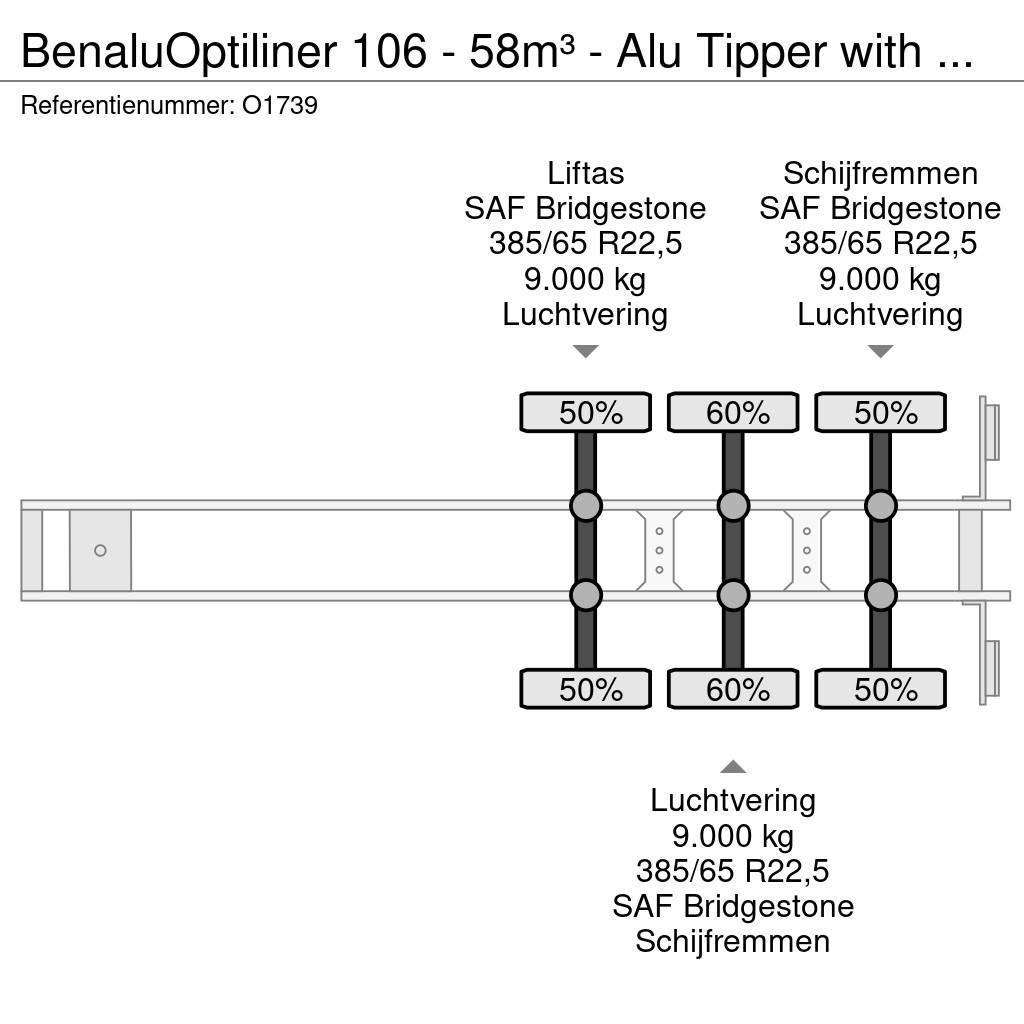 Benalu Optiliner 106 - 58m³ - Alu Tipper with Carrier Sup Kippladerauflieger