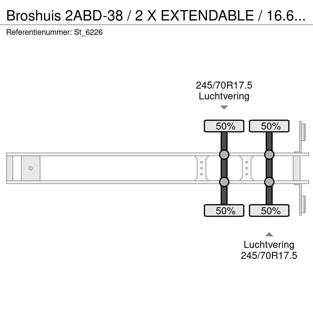 Broshuis 2ABD-38 / 2 X EXTENDABLE / 16.62 mtr BED / Tieflader-Auflieger
