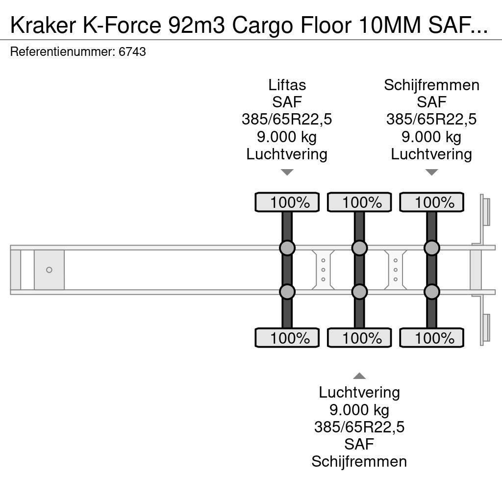 Kraker K-Force 92m3 Cargo Floor 10MM SAF, Liftachse, Remo Schubbodenauflieger