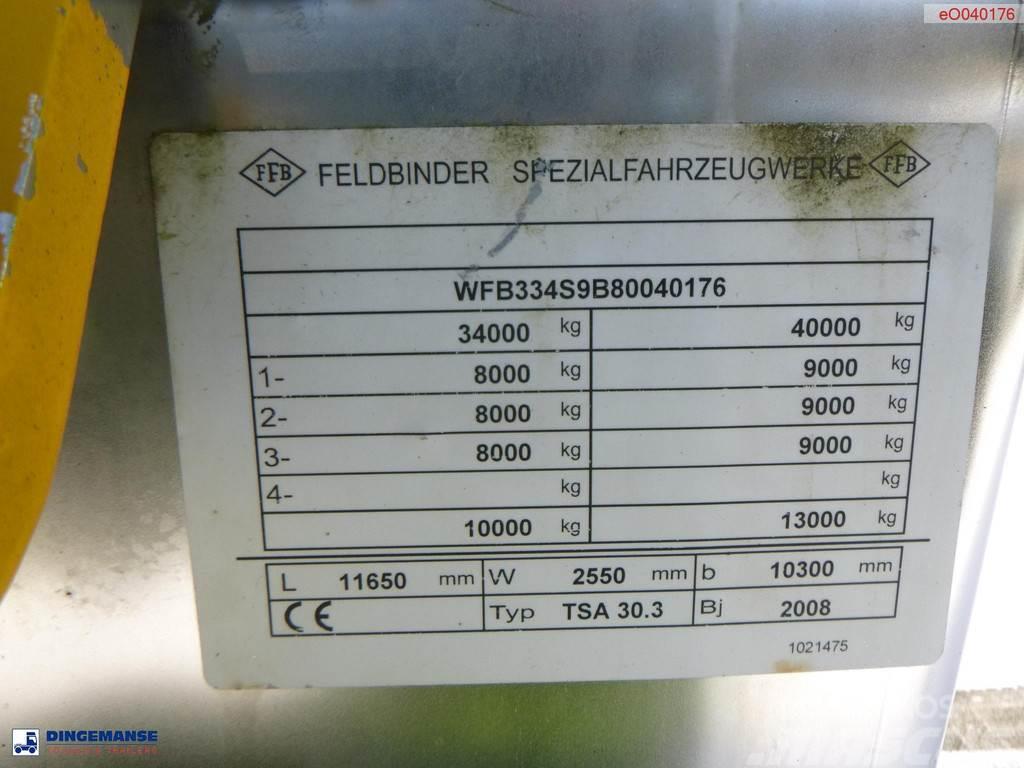 Feldbinder Chemical tank inox L4BH 30 m3 / 1 comp + pump Tankauflieger