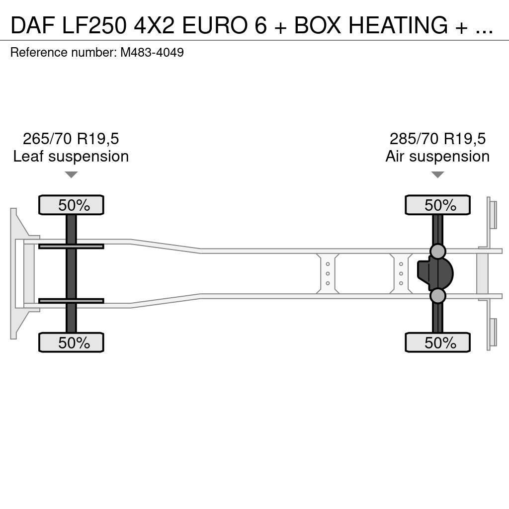 DAF LF250 4X2 EURO 6 + BOX HEATING + LIFT 2000 KG. Kastenaufbau