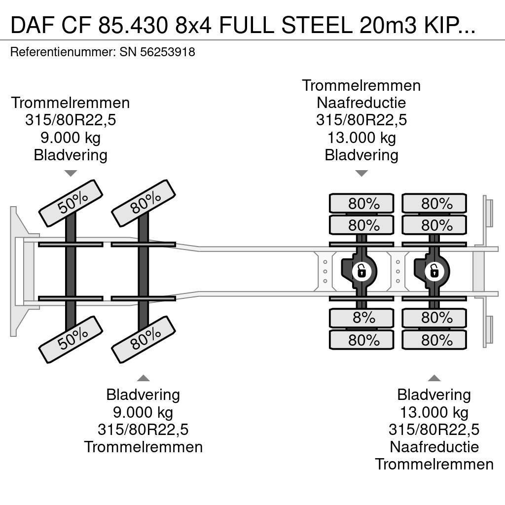 DAF CF 85.430 8x4 FULL STEEL 20m3 KIPPER (EURO 3 / ZF1 Kipper
