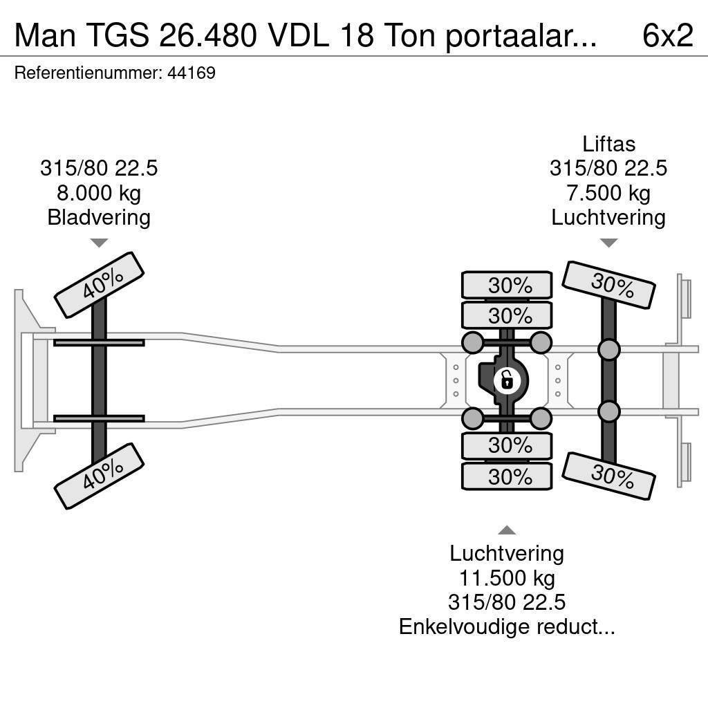 MAN TGS 26.480 VDL 18 Ton portaalarmsysteem Kipplader