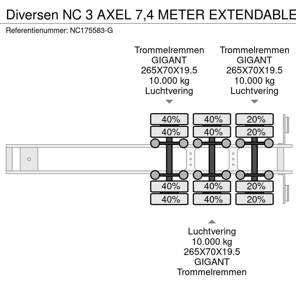 NC 3 AXEL 7,4 METER EXTENDABLE Tieflader-Auflieger