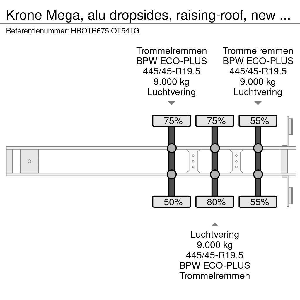 Krone Mega, alu dropsides, raising-roof, new sheets, Cod Kofferauflieger