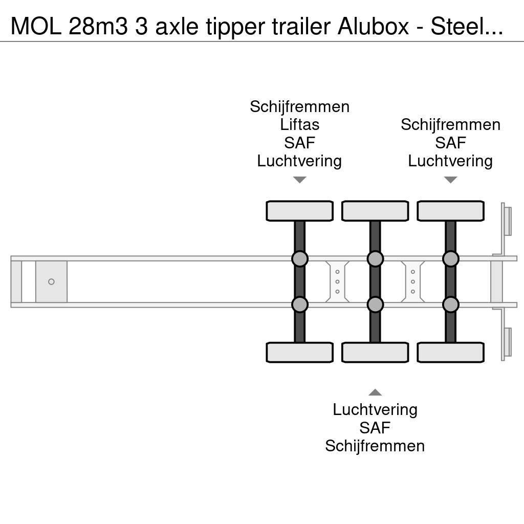 MOL 28m3 3 axle tipper trailer Alubox - Steelchassis ( Kippladerauflieger