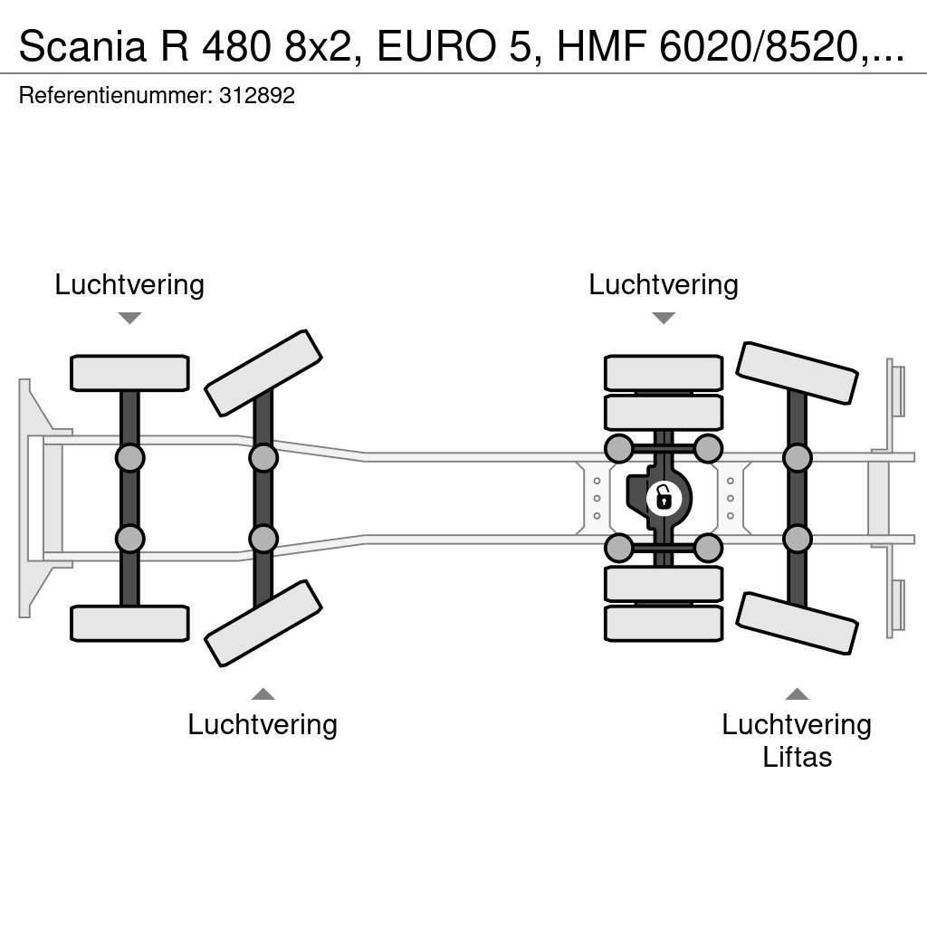 Scania R 480 8x2, EURO 5, HMF 6020/8520, Remote, Standair Pritschenwagen/Pritschenwagen mit Seitenklappe