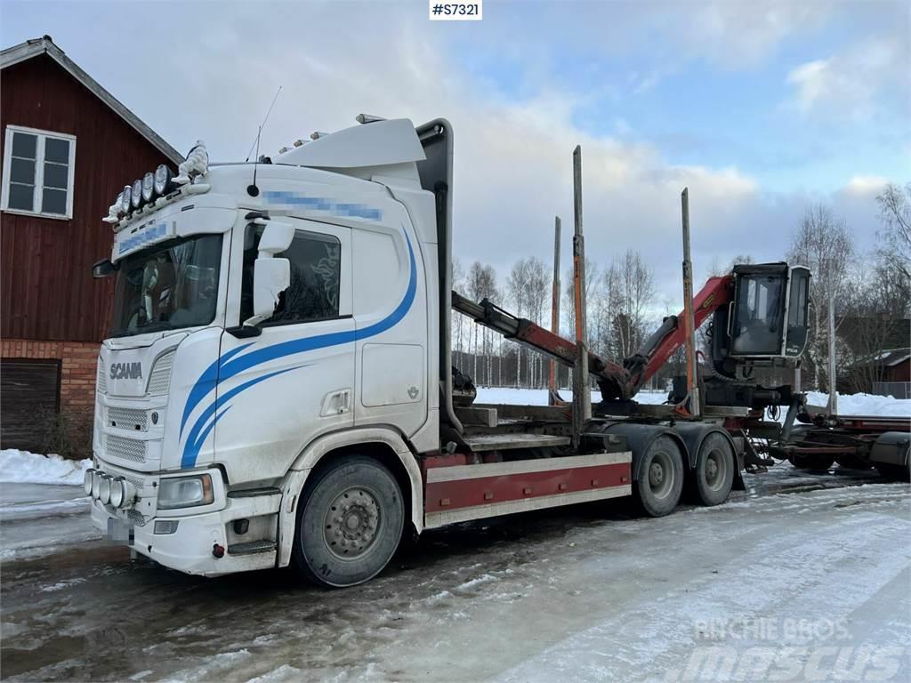 Scania R650 Timber truck with wagon and crane Holzfahrzeuge
