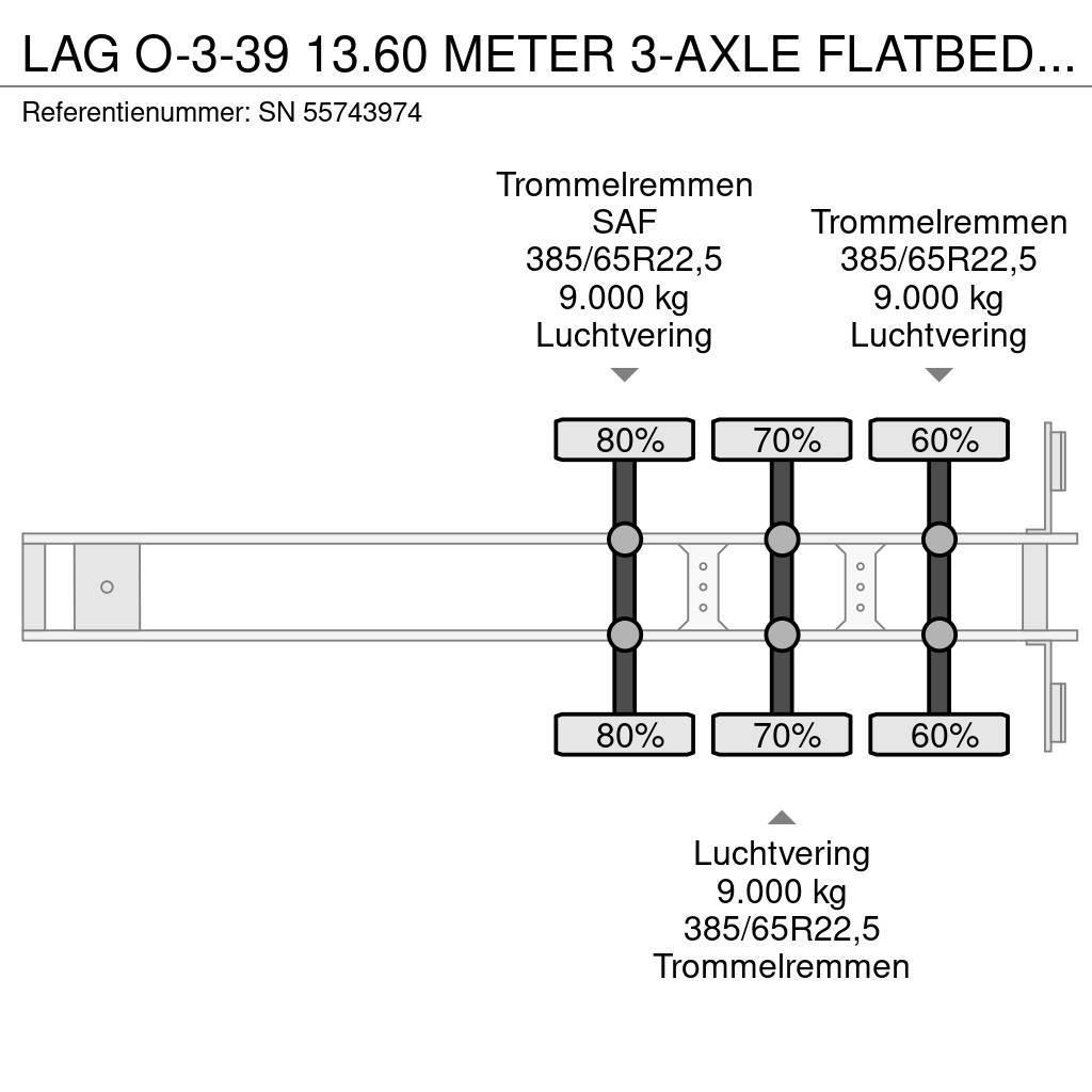 LAG O-3-39 13.60 METER 3-AXLE FLATBED (DRUM BRAKES / A Pritschenauflieger