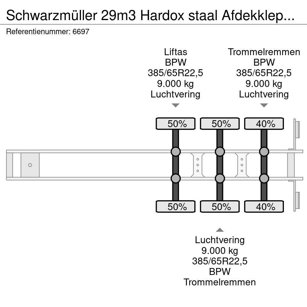 Schwarzmüller 29m3 Hardox staal Afdekkleppen Liftas Kippladerauflieger