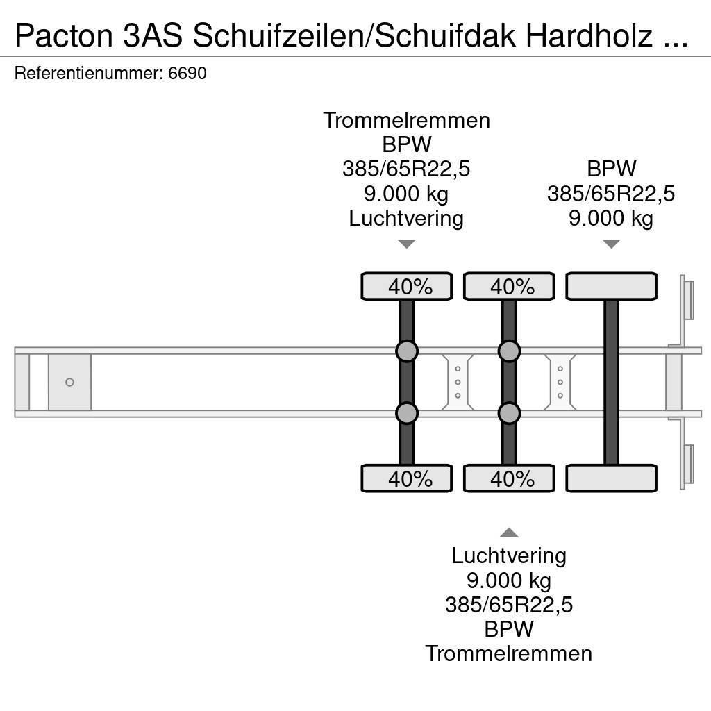 Pacton 3AS Schuifzeilen/Schuifdak Hardholz boden Curtainsiderauflieger