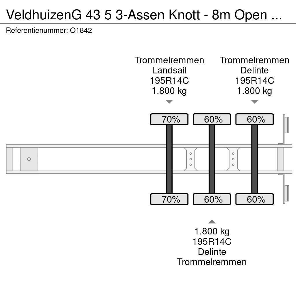 Veldhuizen G 43 5 3-Assen Knott - 8m Open Laadbak - Gegalvani Pritschenauflieger