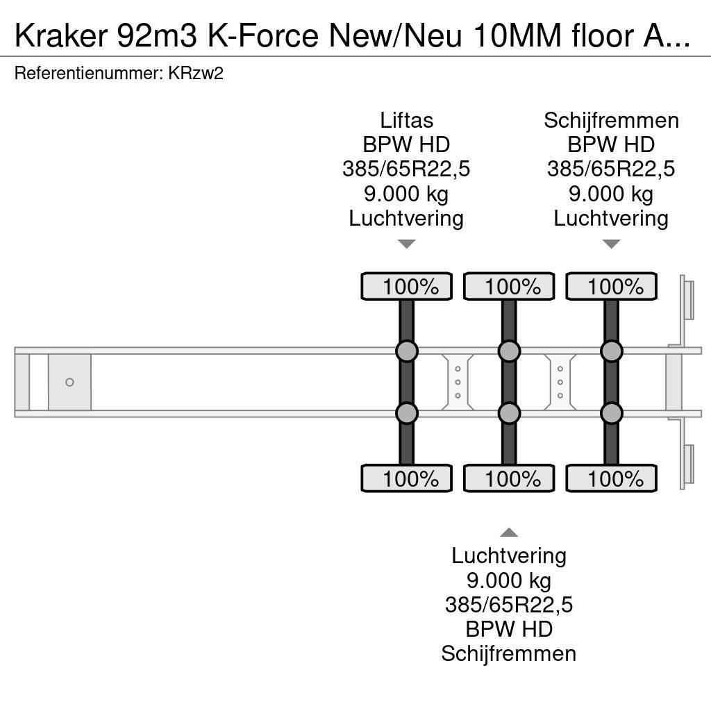 Kraker 92m3 K-Force New/Neu 10MM floor Alcoa's Liftachse Schubbodenauflieger