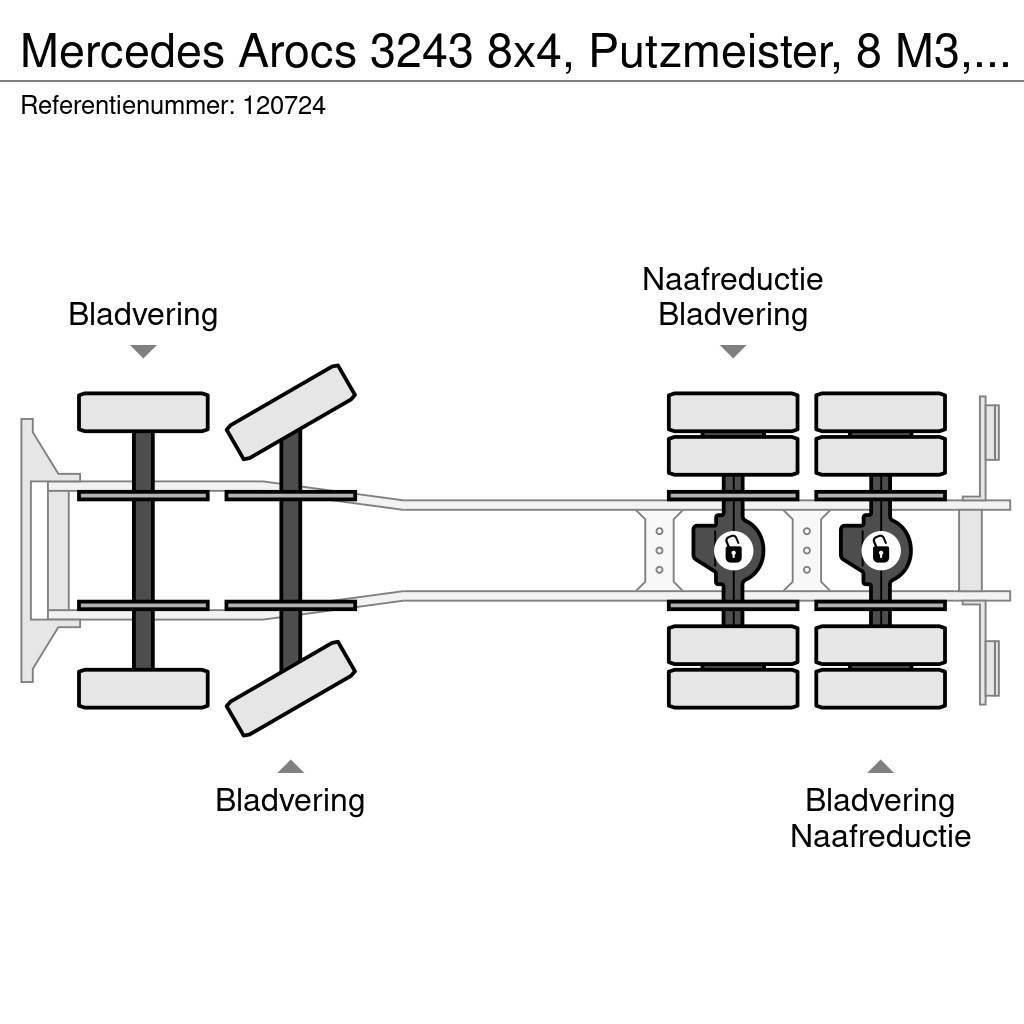 Mercedes-Benz Arocs 3243 8x4, Putzmeister, 8 M3, 11 mtr belt, Re Beton-Mischfahrzeuge