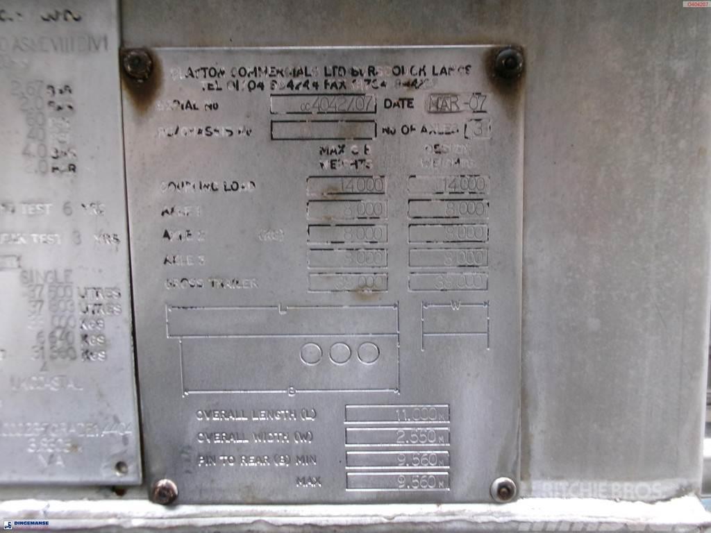  Clayton Chemical tank inox 37.5 m3 / 1 comp Tankauflieger