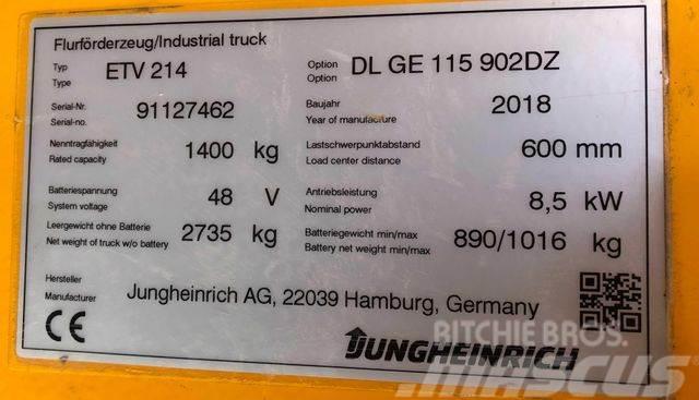 Jungheinrich ETV 214 - 9,02M HUB-KAMERA-WAAGE-4590 STD. Schubmaststapler