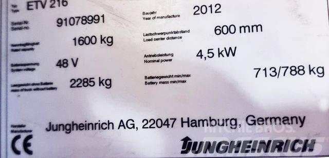 Jungheinrich ETV 216 - 6.2M HUB - BATTERIE 70%-NEUWERTIG Schubmaststapler