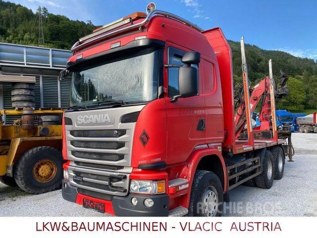 Scania G490 Holztransporter mit Kran Holzfahrzeuge